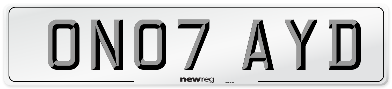 ON07 AYD Number Plate from New Reg